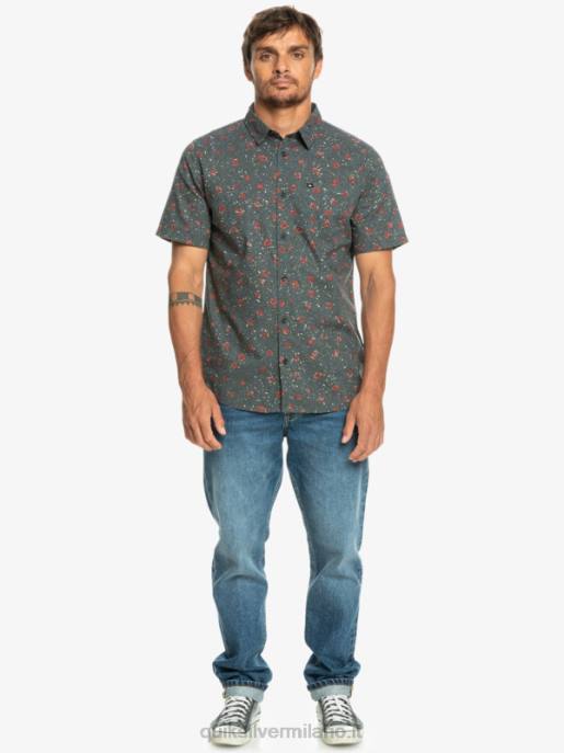 esso Quiksilver uomini camicia a maniche corte in morbida peluria fuzz morbido ardesia scura HTZR1231