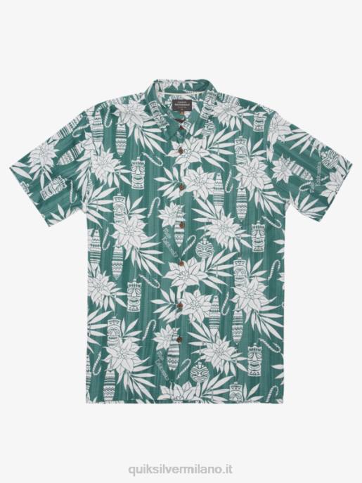 esso Quiksilver uomini camicia a maniche corte per le vacanze waterman fumo di pino tempo di vacanza HTZR1797