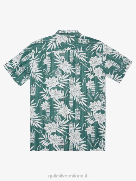 esso Quiksilver uomini camicia a maniche corte per le vacanze waterman fumo di pino tempo di vacanza HTZR1797