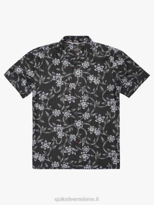 esso Quiksilver uomini camicia a maniche corte ritorta waterman flusso contorto nero HTZR1352