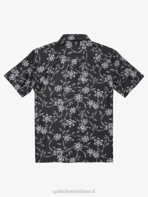 esso Quiksilver uomini camicia a maniche corte ritorta waterman flusso contorto nero HTZR1352