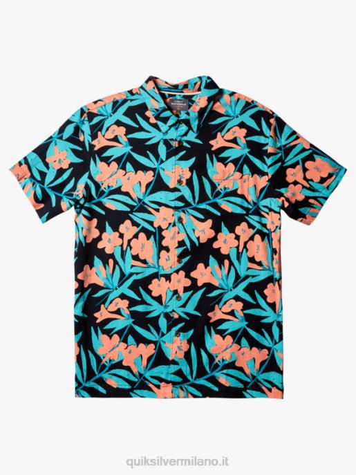 esso Quiksilver uomini camicia a maniche corte waterman around bush nero intorno al cespuglio HTZR474