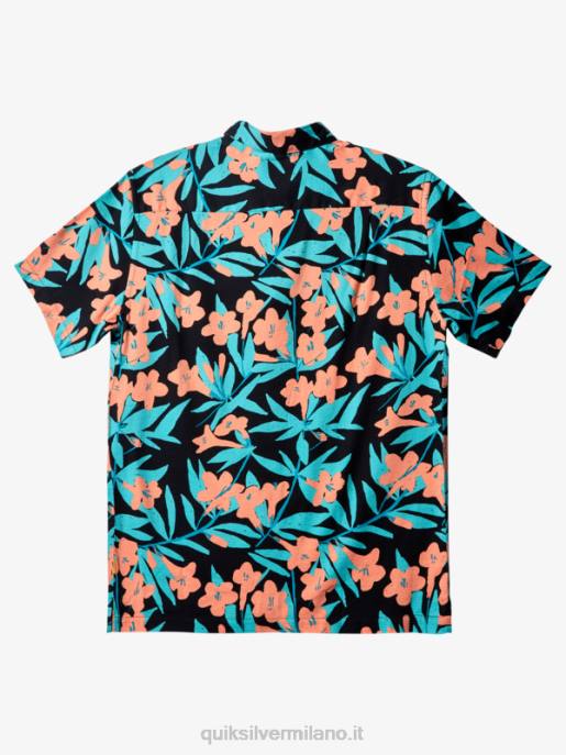 esso Quiksilver uomini camicia a maniche corte waterman around bush nero intorno al cespuglio HTZR474