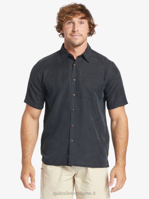 esso Quiksilver uomini camicia a maniche corte waterman manele bay nero HTZR798
