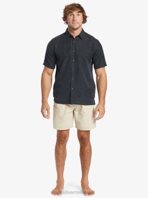 esso Quiksilver uomini camicia a maniche corte waterman manele bay nero HTZR798