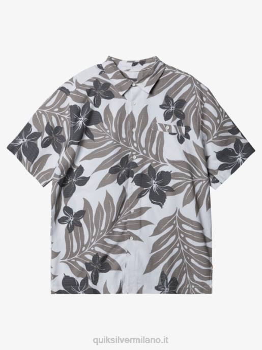 esso Quiksilver uomini camicia a maniche corte waterman shonan bianco nero HTZR992