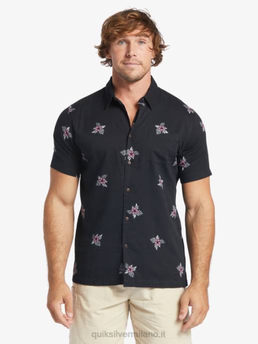 esso Quiksilver uomini camicia a maniche corte waterman small pedals piccoli pedali neri HTZR424