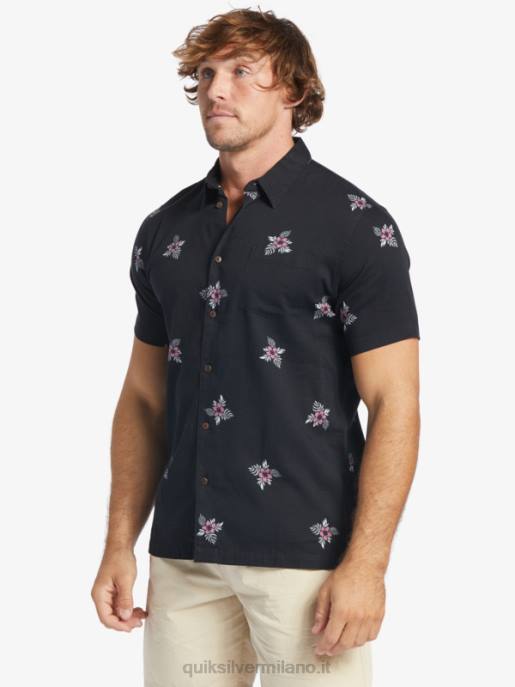 esso Quiksilver uomini camicia a maniche corte waterman small pedals piccoli pedali neri HTZR424