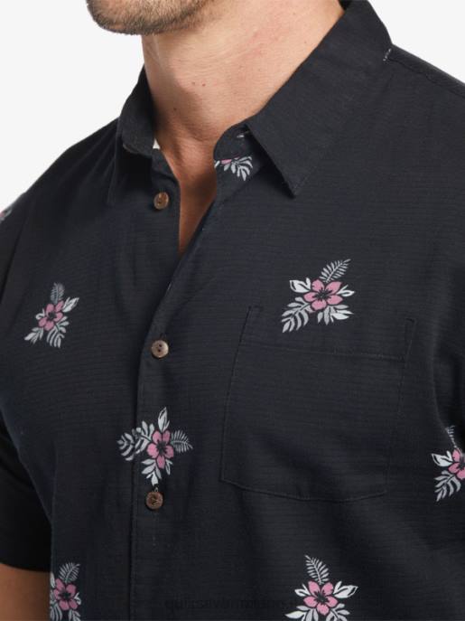 esso Quiksilver uomini camicia a maniche corte waterman small pedals piccoli pedali neri HTZR424