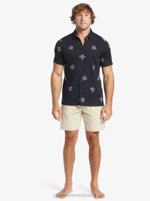 esso Quiksilver uomini camicia a maniche corte waterman small pedals piccoli pedali neri HTZR424