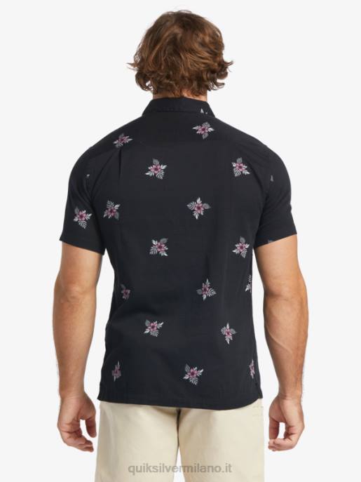 esso Quiksilver uomini camicia a maniche corte waterman small pedals piccoli pedali neri HTZR424