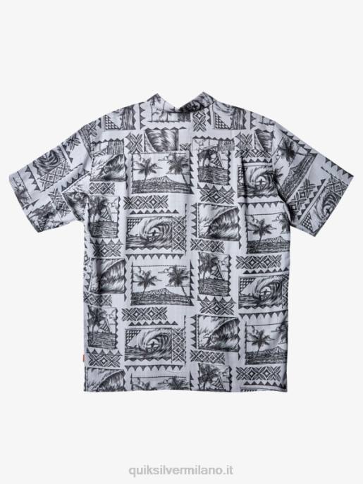 esso Quiksilver uomini camicia a maniche corte waterman surf trippers surfisti neri HTZR433