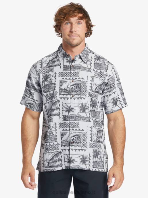 esso Quiksilver uomini camicia a maniche corte waterman surf trippers surfisti neri HTZR433