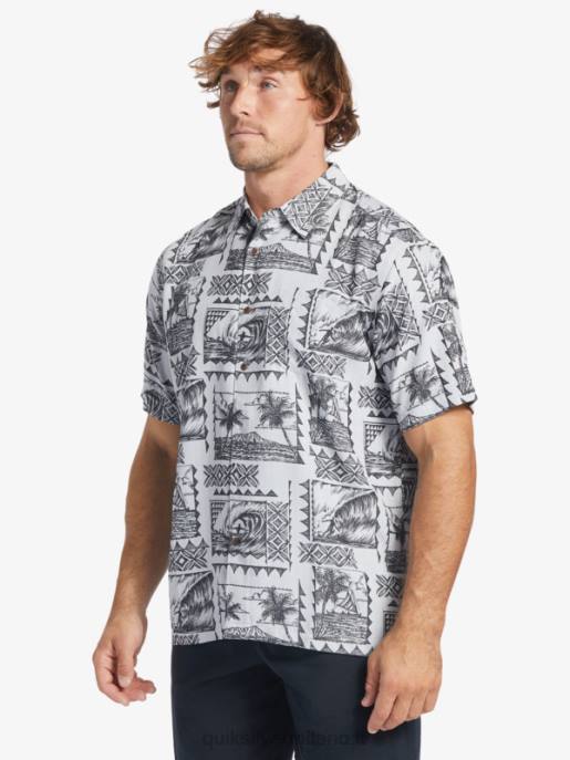 esso Quiksilver uomini camicia a maniche corte waterman surf trippers surfisti neri HTZR433
