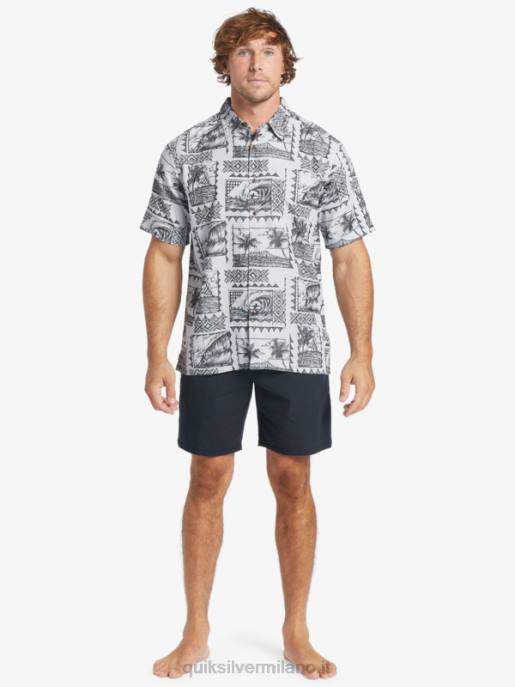 esso Quiksilver uomini camicia a maniche corte waterman surf trippers surfisti neri HTZR433