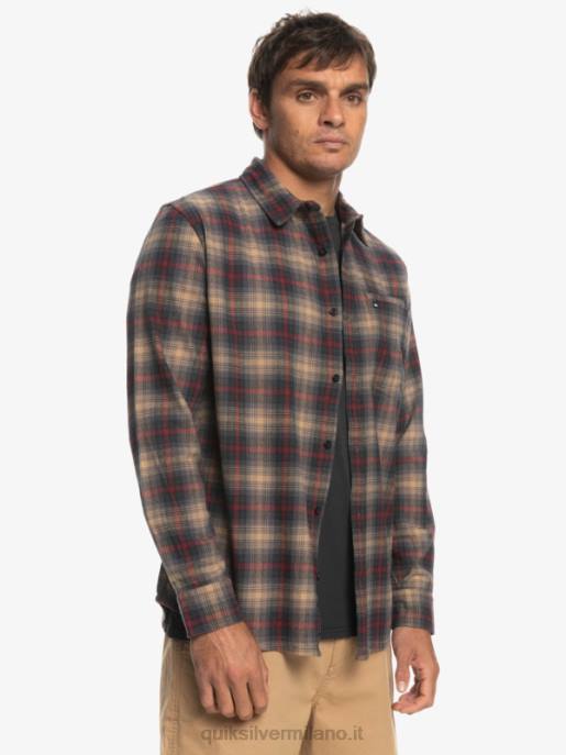 esso Quiksilver uomini camicia a maniche lunghe elasticizzata cramond cramond di vino rubino HTZR1049
