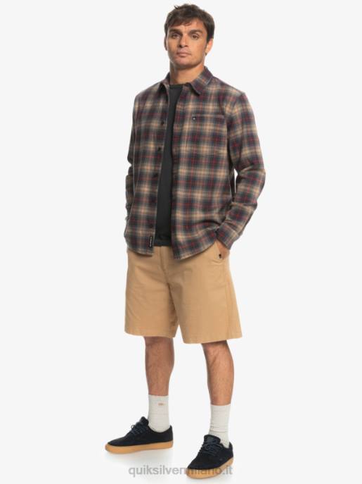 esso Quiksilver uomini camicia a maniche lunghe elasticizzata cramond cramond di vino rubino HTZR1049