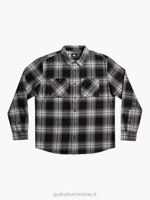esso Quiksilver uomini camicia a maniche lunghe scozzese Saturno saturno nero HTZR1692