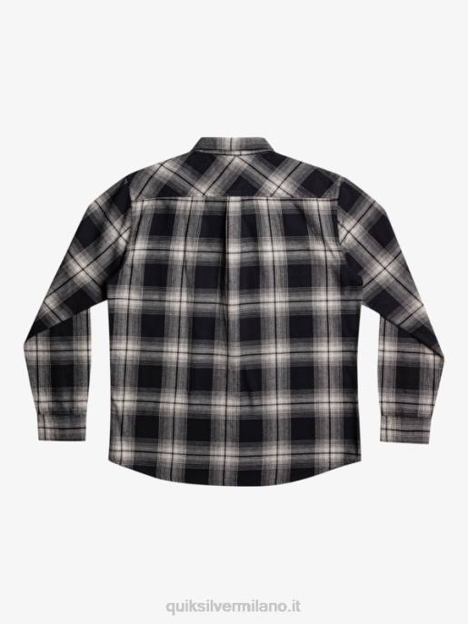 esso Quiksilver uomini camicia a maniche lunghe scozzese Saturno saturno nero HTZR1692