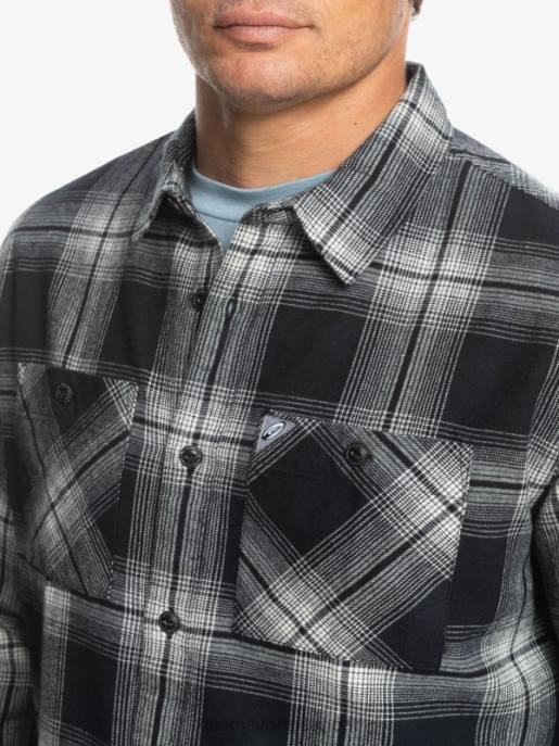 esso Quiksilver uomini camicia a maniche lunghe scozzese Saturno saturno nero HTZR1692
