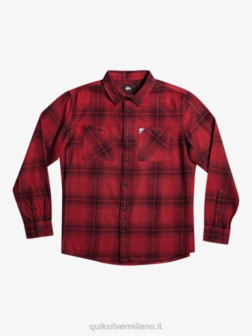 esso Quiksilver uomini camicia a maniche lunghe scozzese Saturno saturno vino rubino HTZR1691