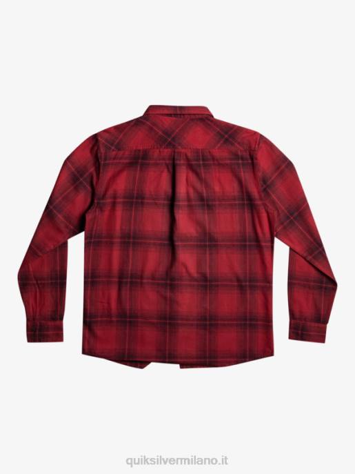 esso Quiksilver uomini camicia a maniche lunghe scozzese Saturno saturno vino rubino HTZR1691
