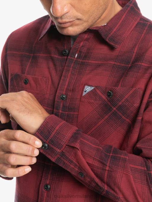 esso Quiksilver uomini camicia a maniche lunghe scozzese Saturno saturno vino rubino HTZR1691