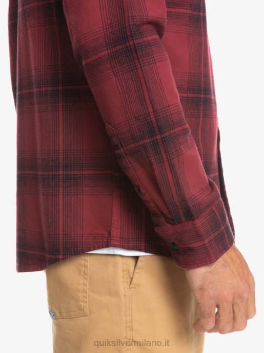 esso Quiksilver uomini camicia a maniche lunghe scozzese Saturno saturno vino rubino HTZR1691