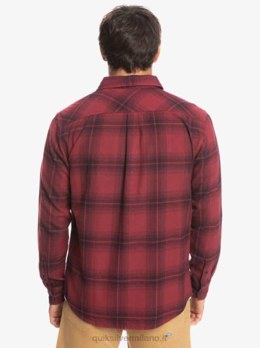 esso Quiksilver uomini camicia a maniche lunghe scozzese Saturno saturno vino rubino HTZR1691