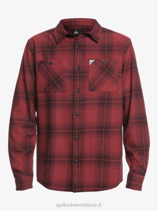 esso Quiksilver uomini camicia a maniche lunghe scozzese Saturno saturno vino rubino HTZR1691