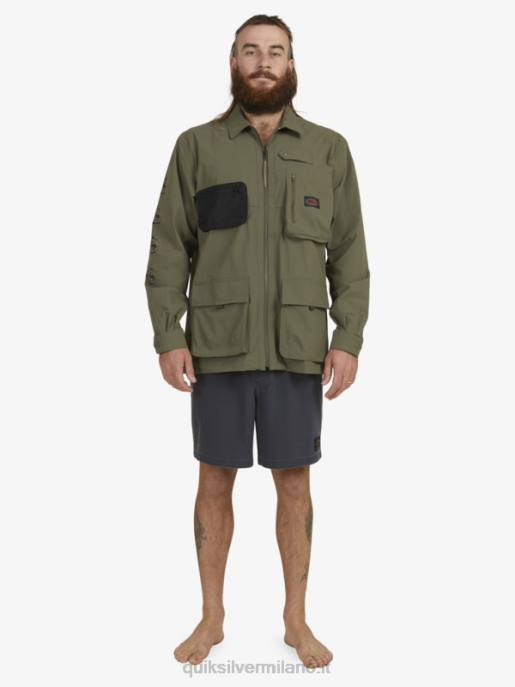 esso Quiksilver uomini camicia a maniche lunghe sotto il cielo foglia d\'uva HTZR1718