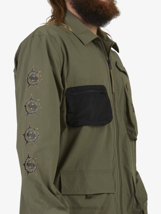 esso Quiksilver uomini camicia a maniche lunghe sotto il cielo foglia d\'uva HTZR1718