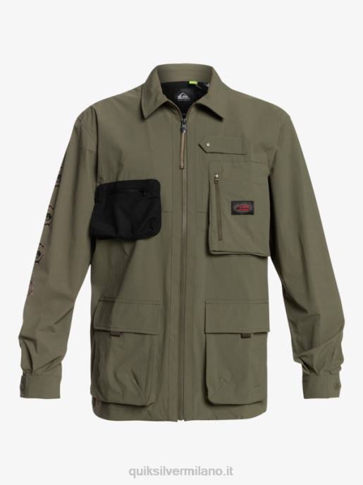esso Quiksilver uomini camicia a maniche lunghe sotto il cielo foglia d\'uva HTZR1718