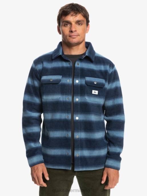 esso Quiksilver uomini camicia di flanella a maniche lunghe da surf days blazer blu navy a righe in flanella HTZR1556