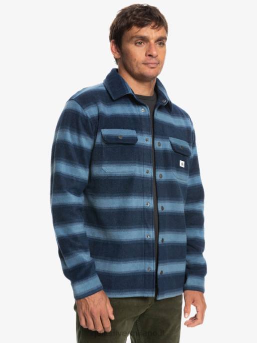 esso Quiksilver uomini camicia di flanella a maniche lunghe da surf days blazer blu navy a righe in flanella HTZR1556