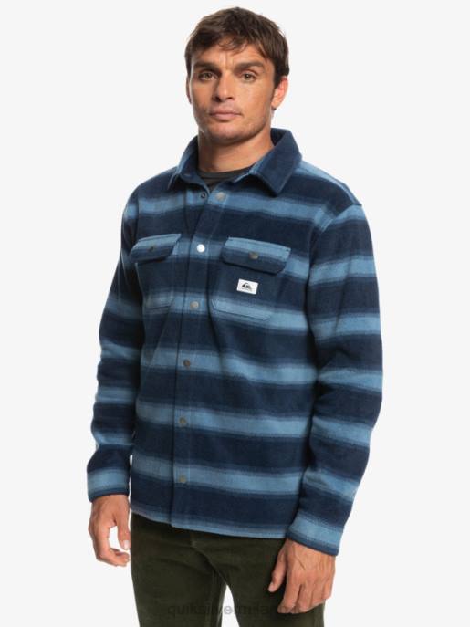 esso Quiksilver uomini camicia di flanella a maniche lunghe da surf days blazer blu navy a righe in flanella HTZR1556