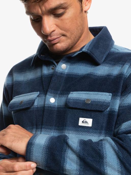 esso Quiksilver uomini camicia di flanella a maniche lunghe da surf days blazer blu navy a righe in flanella HTZR1556