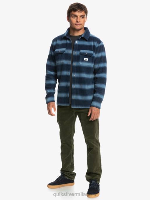 esso Quiksilver uomini camicia di flanella a maniche lunghe da surf days blazer blu navy a righe in flanella HTZR1556