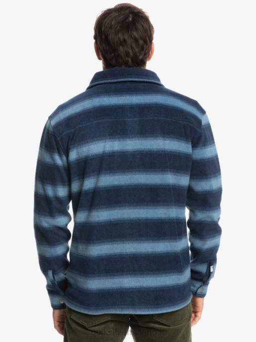 esso Quiksilver uomini camicia di flanella a maniche lunghe da surf days blazer blu navy a righe in flanella HTZR1556