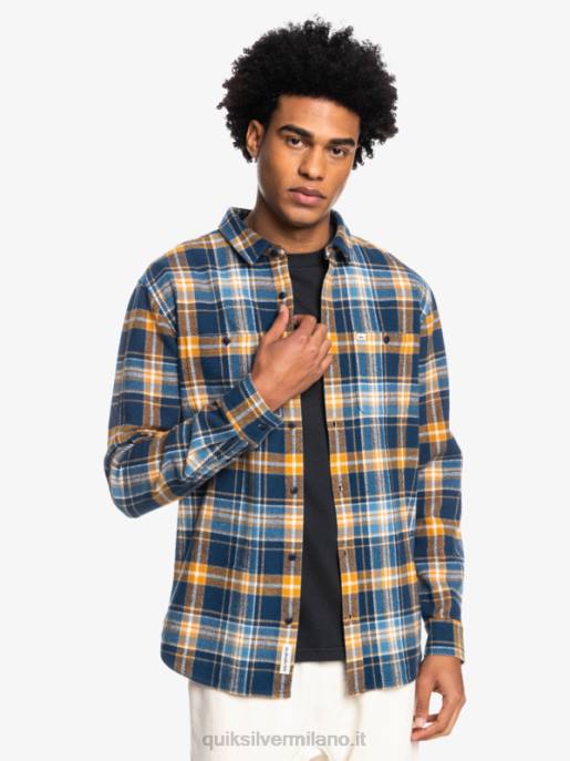 esso Quiksilver uomini camicia di flanella a maniche lunghe intrepide explorer insegne blu intrepido HTZR1770