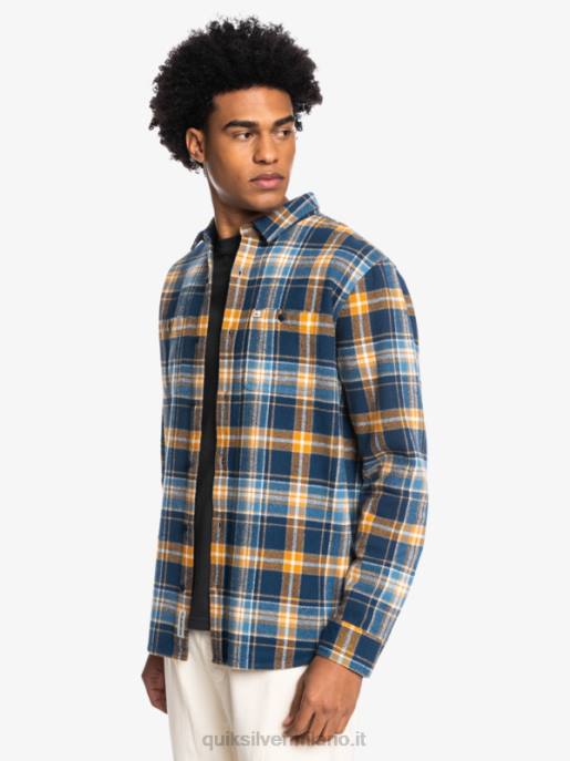 esso Quiksilver uomini camicia di flanella a maniche lunghe intrepide explorer insegne blu intrepido HTZR1770