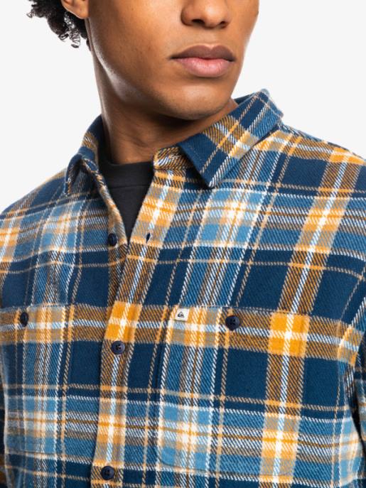esso Quiksilver uomini camicia di flanella a maniche lunghe intrepide explorer insegne blu intrepido HTZR1770