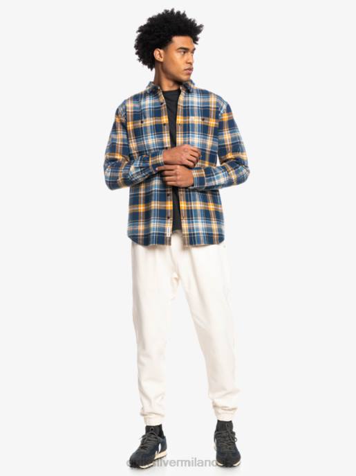 esso Quiksilver uomini camicia di flanella a maniche lunghe intrepide explorer insegne blu intrepido HTZR1770