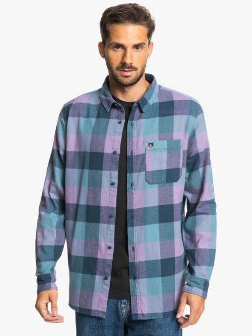esso Quiksilver uomini camicia di flanella a maniche lunghe motherfly insegne blu motherfly HTZR1572