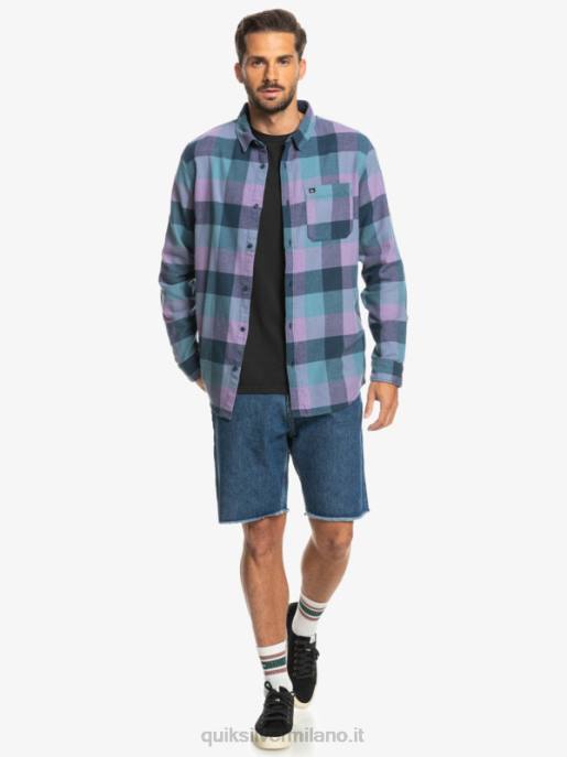 esso Quiksilver uomini camicia di flanella a maniche lunghe motherfly insegne blu motherfly HTZR1572