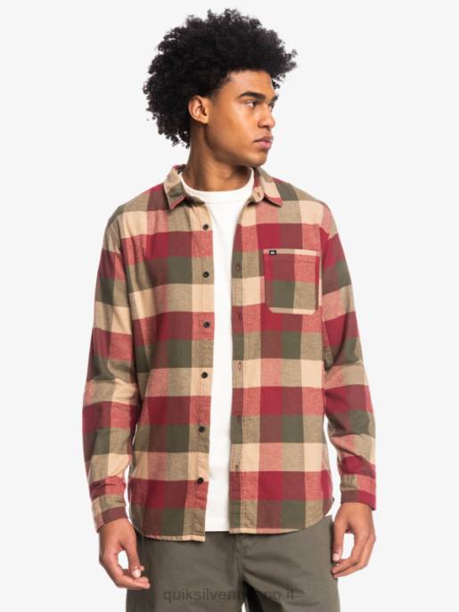 esso Quiksilver uomini camicia di flanella a maniche lunghe motherfly madre mosca del vino rubino HTZR1571