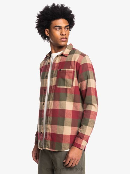 esso Quiksilver uomini camicia di flanella a maniche lunghe motherfly madre mosca del vino rubino HTZR1571