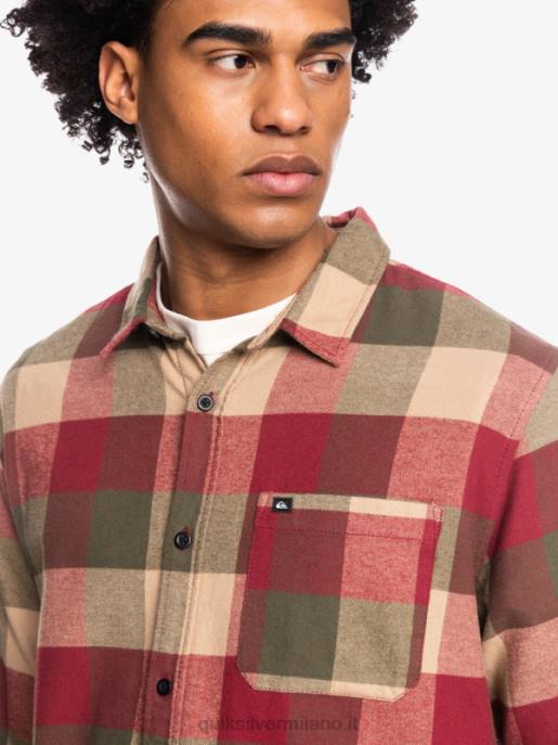 esso Quiksilver uomini camicia di flanella a maniche lunghe motherfly madre mosca del vino rubino HTZR1571