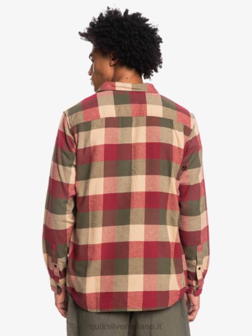 esso Quiksilver uomini camicia di flanella a maniche lunghe motherfly madre mosca del vino rubino HTZR1571