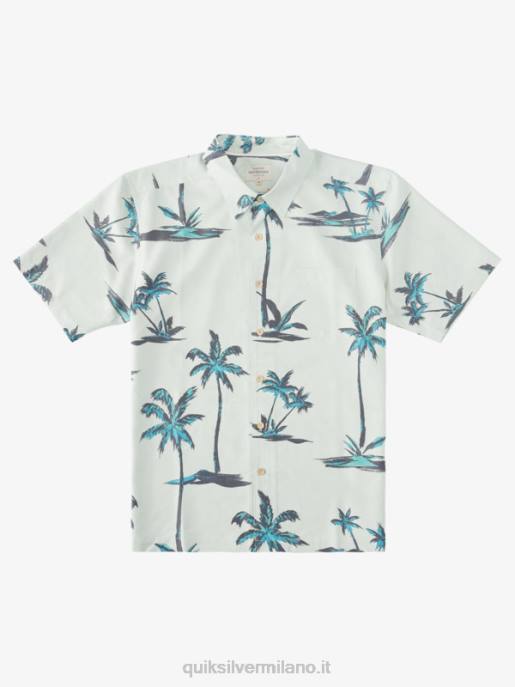 esso Quiksilver uomini camicia hawaiana a maniche corte waterman sea breezer sottile brezza marina verde HTZR1500